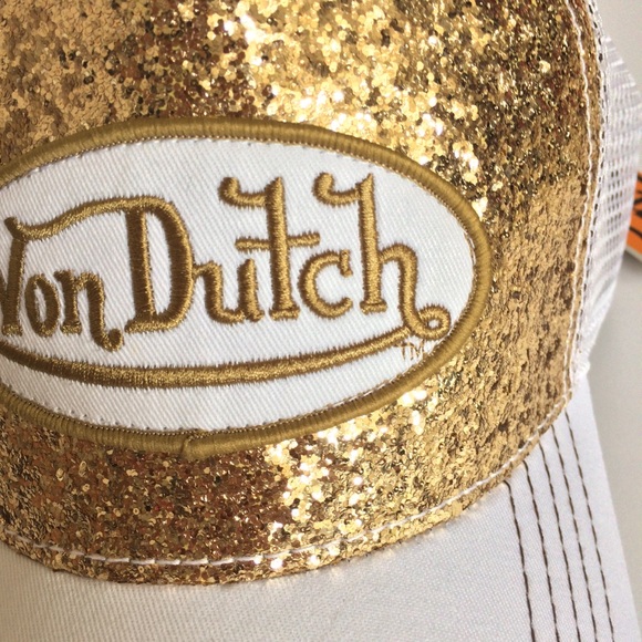 Von Dutch gold sparkle white patch trucker hat - Picture 3 of 8